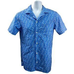 Vineyard Vines On-The-Go Performance Shirt – Blue Fish Print Button-Up Size XS